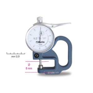 Thickness gauge with dial indicator,  reading to 0.01 mm