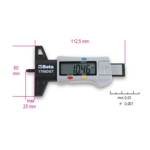 Digital depth gauge for tyre threads