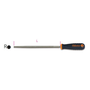 Round rasp, bi-material handle, nonslip