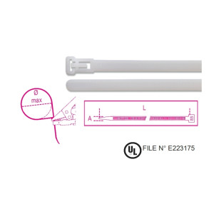 Reusable nylon cable ties, natural colour