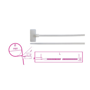 Nylon cable ties with exterior plates, 20x9mm, natural colour