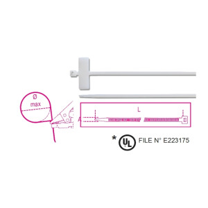 Nylon cable ties with cross plates, 25x8mm, natural colour