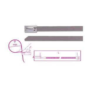 Self-locking stainless steel cable ties