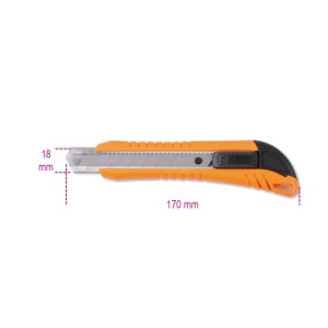 Utility knife, 18 mm, supplied with 3 blades