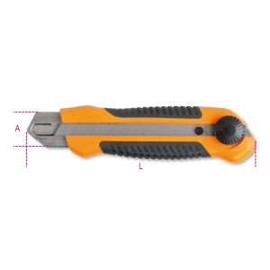 Utility knife, 25 mm, slip-proof bi-material handle