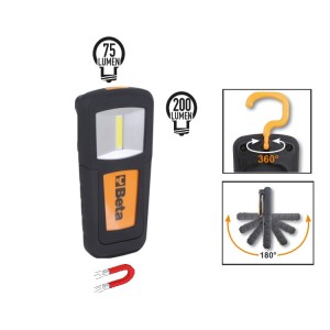 Compact rechargeable inspection lamp with ultra-brightness LEDs. Lithium polymer battery