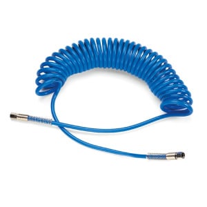 Polyurethane recoil hoses, 95 Shore,  extendable up to 9 m