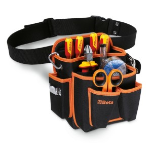 Tool pouch with assortment of 8 tools for electrotechnical maintenance