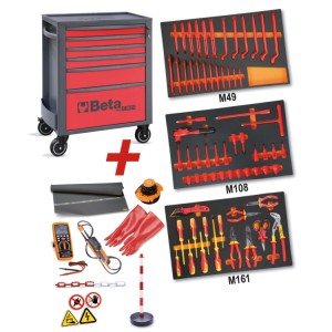 Mobile roller cab with 6 drawers and assortment of 81 repair and maintenance tools for hybrid and electric vehicles