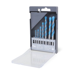 Set of 7 multi-purpose drills, for cutting all materials, entirely ground, with U-shaped slots