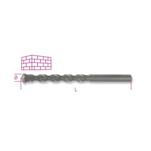 Helical cylindrical masonry drill bits,  short series, made from milled steel  with hard metal plates