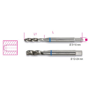 Machine taps for blind holes,  coarse pitch threads, HSS