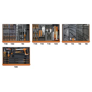 Assortment of 104 tools for universal use in ABS thermoformed trays