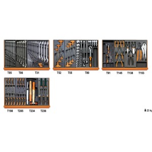 Assortment of 146 tools for universal use in ABS thermoformed trays