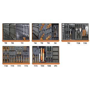 Assortment of 161 tools for universal use in ABS thermoformed trays