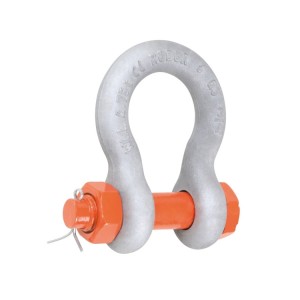 Bow shackles with safety bolt, EN13889 high-tensile alloy steel, GRADE 6, hot-dip galvanized body