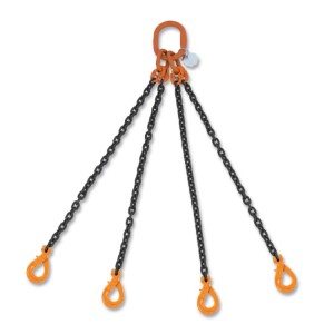 Lifting chain slings, 4 legs, self-locking hook, grade 8