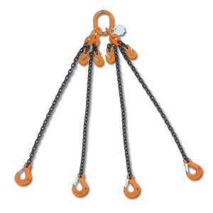 Lifting chain sling, 4 legs  with clevis grab hooks, grade 8