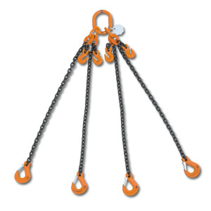 Lifting chain sling, 4 legs  with clevis grab hooks, grade 8