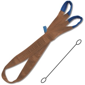 Lifting web slings, brown 6t  two layers with reinforced eyes high-tenacity polyester (PES)