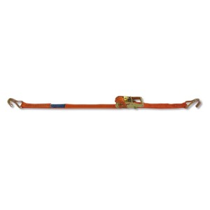 Ratchet tie down with single hook, LC 1000kg high-tenacity polyester (PES) belt
