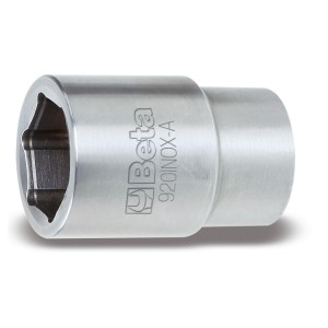 Hexagon hand sockets, 1/2" female drive, made of stainless steel