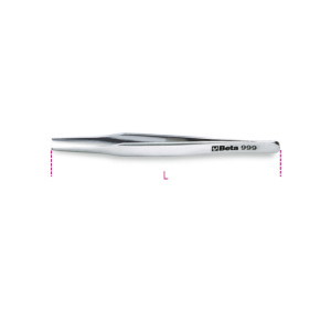 Flat round end spring tweezers,  acid and magnetic resistant  made from stainless steel semi-bright finish