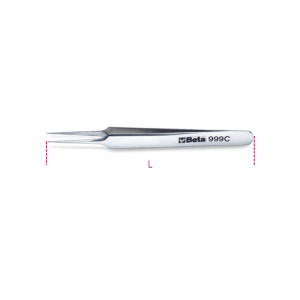 Extra slim straight end spring tweezers,  acid and magnetic resistant  made from stainless steel semi-bright finish