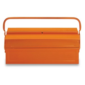 Three-section cantilever tool box,  made from sheet metal