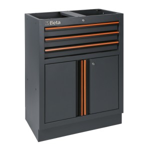 Fixed module with 3 drawers and 2 doors, for workshop equipment combination C45PRO