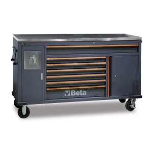 Work Station roller cab with 7 drawers and built-in waste bin