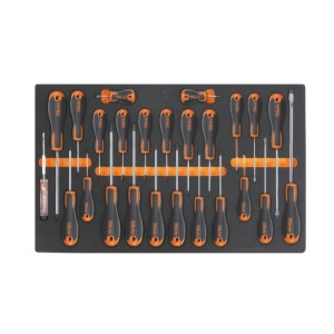 Foam tray with Beta Easy screwdrivers for slotted, Phillips® and Torx® head screws