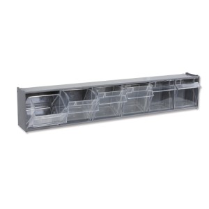 Wall-mounted 6-tray tool holder, made of plastic,  with support