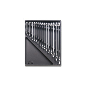 Hard thermoformed tray with combination wrenches