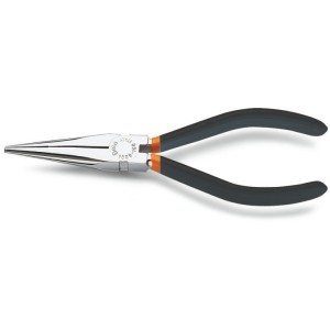 Extra-long knurled nose pliers, slip-proof double layer PVC coated handles, chrome-plated