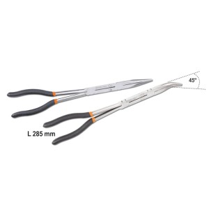 Set of 2 extra-long, knurled double swivel nose pliers