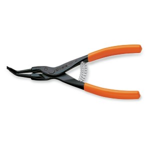 External circlip pliers, bent pattern,  45° PVC-coated handles