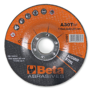 Abrasive steel cutting discs with depressed centre