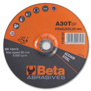 Abrasive steel cutting discs with depressed centre