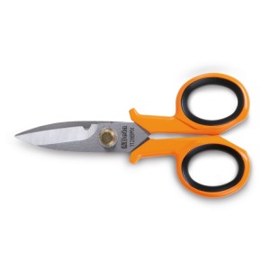 Electrician's scissors,  straight stainless steel blades,  with microteeth