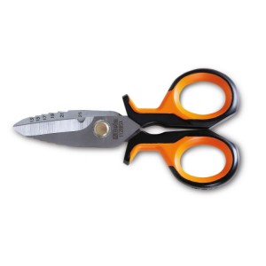Electrician's scissors  with graduated milling profiles with case