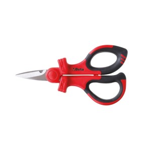Electrician's scissors, stainless steel blades, with microteeth