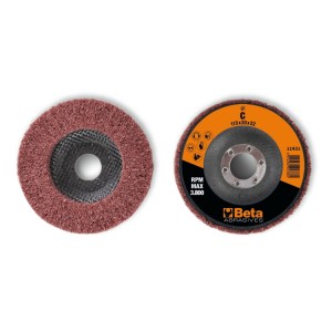 Non-woven radial discs, corundum synthetic fibres