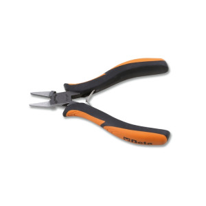 Smooth, flat short nose pliers bi-material handles