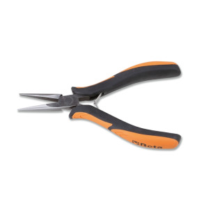 Smooth half-round long nose pliers bi-material handles