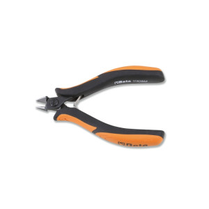 Diagonal flush cutting nippers,  slim tips bi-material handles