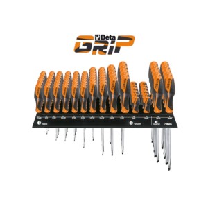 Wall-mounted display  with 85 screwdrivers