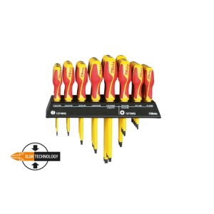 Wall-mounted display with 43 screwdrivers