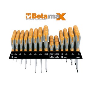 Wall-mounted display with 90 screwdrivers