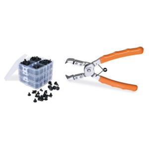 Pin removing pliers kit with plastic clips assortment